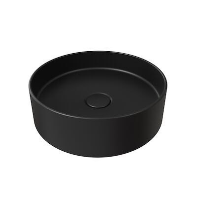 Opbouw Waskom Salenzi Hide Circle 40×12 cm Mat Zwart (inclusief bijpassende afvoerplug)