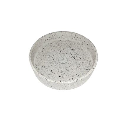 Opbouw Wastafel Sanimex Crystal Beton Rond Terrazzo Wit