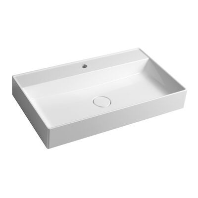 Opbouw Wastafel Sapho Twig Met Wastekapje 80×47 cm Cast Marble Wit