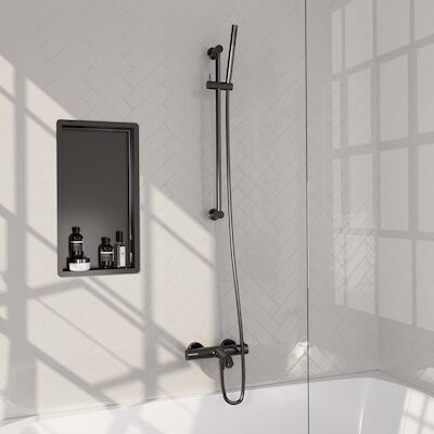 Opbouwset Bad- en Douchekraan Brauer Carving Thermostatisch Geborsteld Gunmetal (Alle Opties)
