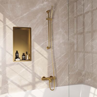 Opbouwset Bad- en Douchekraan Brauer Gold Edition Thermostatisch Met Wandhouder Geborsteld Goud