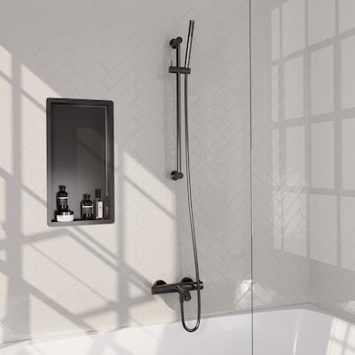 Opbouwset Bad- en Douchekraan Brauer Gunmetal Edition Thermostatisch Met Glijstang Geborsteld Gunmetal