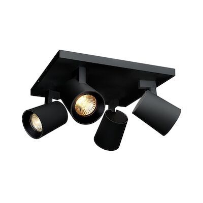Opbouwspot BWS Merga 4 11.2x24x24 cm 4-Lichts Zwart