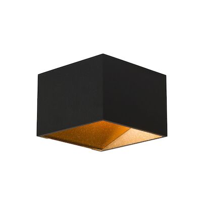 Opbouwspot BWS Robin 10.2×10.2 cm met Gouden Glare Ring Zwart