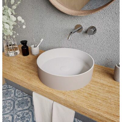 Opbouwwastafel Ideavit Solidthin 40x40x12.5 cm Solid Surface Grijs Beige