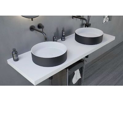 Opbouwwastafel Ideavit Solidthin 40x40x12.5 cm Solid Surface Mat Zwart