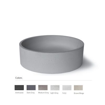 Opzet Waskom Urbi et Orbi Circum 48S Beton Rond 39×12 cm Donkergrijs