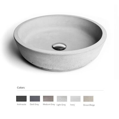 Opzet Wastafel Urbi et Orbi Circum Beton 42×12 cm Licht Grijs