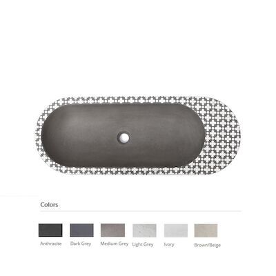 Opzet Wastafel Urbi et Orbi Holywater L Beton Ovaal 95×35.5×14 cm Donkergrijs