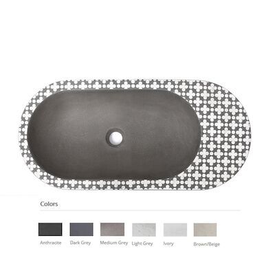 Opzet Wastafel Urbi et Orbi Holywater S Beton Ovaal 63×35.5×14 cm Ivoor