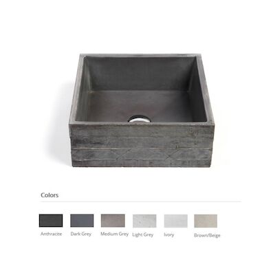 Opzet Wastafel Urbi et Orbi In Vivo Beton 38x38x16 cm Licht Grijs