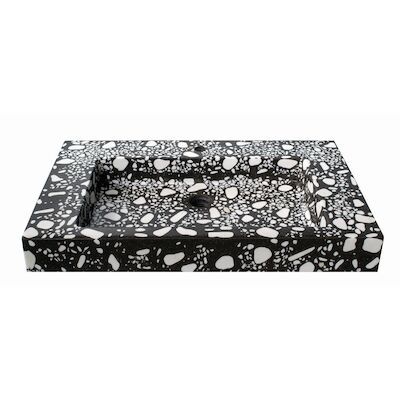 Opzet Wastafel Urbi et Orbi Plura Terra 150 Beton 150x50x12 cm Zwart / Wit