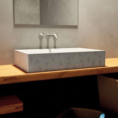 Opzet Wastafel Urbi et Orbi Traccia Beton 70x45x14 cm Licht Grijs met Medium Grijs Patroon