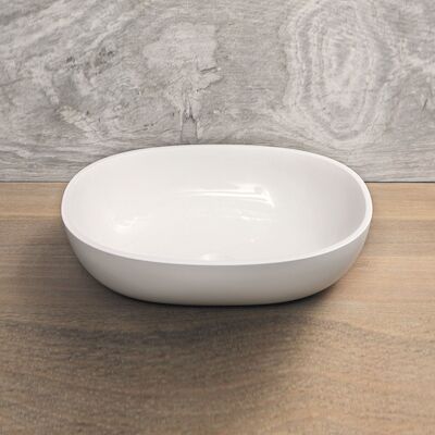Opzetwastafel Luca Sanitair Ovaal 48×32.5×13.5 Mineral Stone Glans Wit