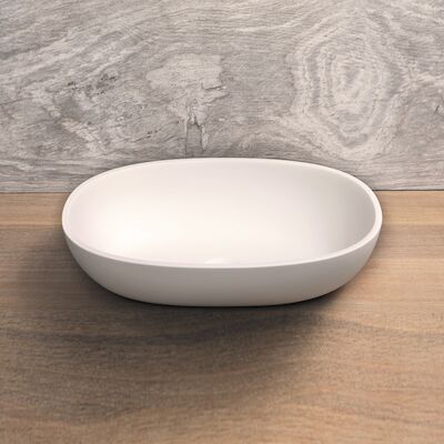 Opzetwastafel Luca Sanitair Ovaal 48×32.5×13.5 Solid Surface Mat Wit