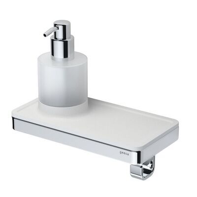 Planchet met Zeepdispenser en Handdoekhaak Geesa Frame Wit Chroom