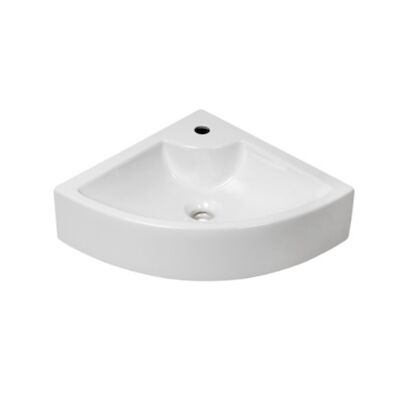Plieger Hoekfontein Miami 32×32 cm Wit Met Kraangat Zonder Overloop