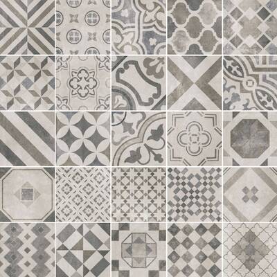Portugese wandtegel Vintage Cementina Mix 20x20cm Black&White