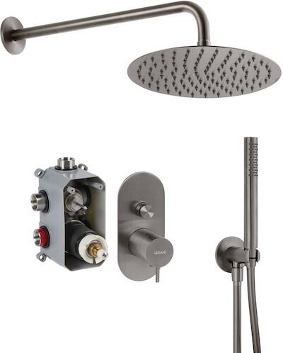Qisani Flow inbouw regendoucheset Ø25cm gun metal
