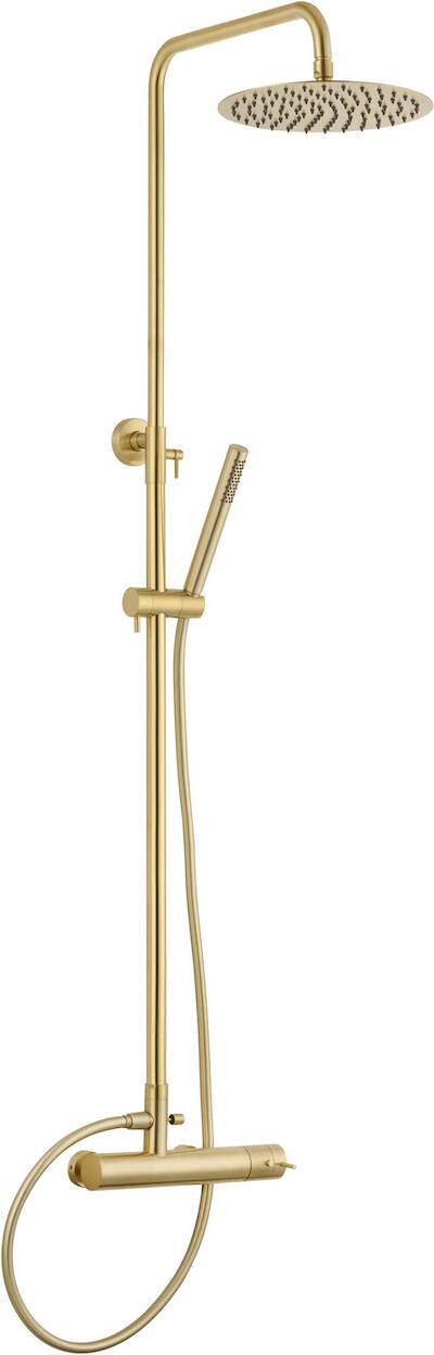 Qisani Flow regendoucheset met 2 straalsoorten Ø25cm gold