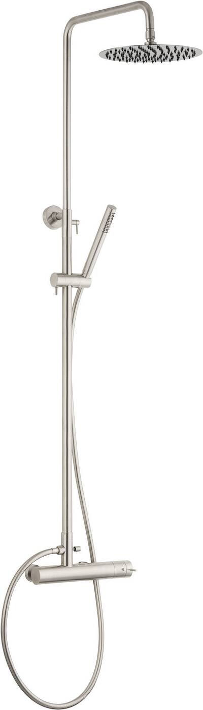 Qisani Flow regendoucheset met 2 straalsoorten Ø25cm rvs geborsteld
