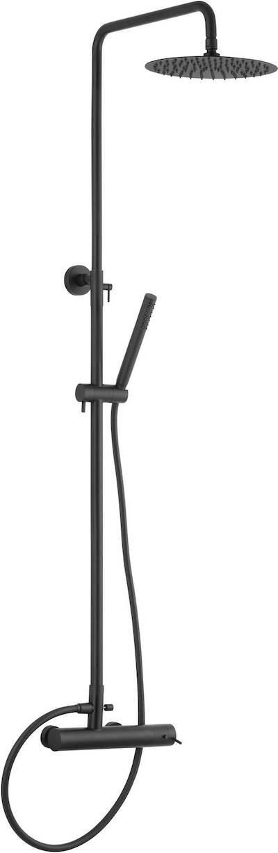 Qisani Flow regendoucheset met 2 straalsoorten Ø25cm zwart