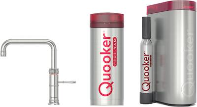 Quooker Classic Fusion square met PRO3 boiler en CUBE reservoir 5-in-1 kokend water kraan RVS