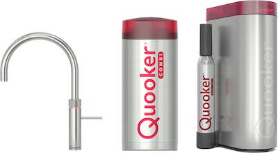 Quooker Fusion round met COMBI+ boiler en CUBE reservoir 5-in-1 kokend water kraan RVS