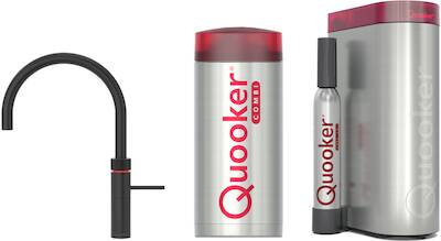 Quooker Fusion round met COMBI boiler en CUBE reservoir 5-in-1 kokend water kraan Zwart