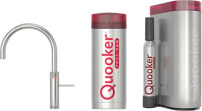Quooker Fusion round met PRO3 boiler en CUBE reservoir 5-in-1 kokend water kraan RVS