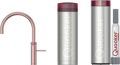 Quooker Fusion Round met PRO3 boiler en CUBE reservoir 5-in-1-kraan rosé koper