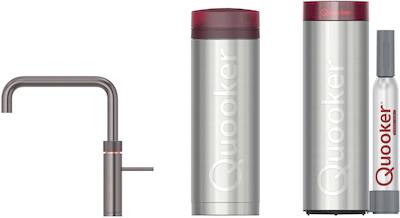 Quooker Fusion Square met PRO3 boiler en CUBE reservoir 5-in-1-kraan gunmetal