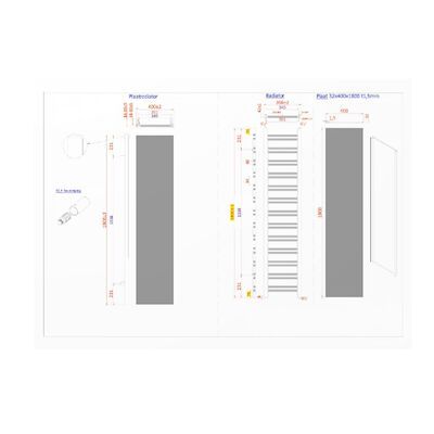 Radiator Sanicare Denso 180 x 40 cm. Mat Zwart Met Thermostaat Chroom Linksonder