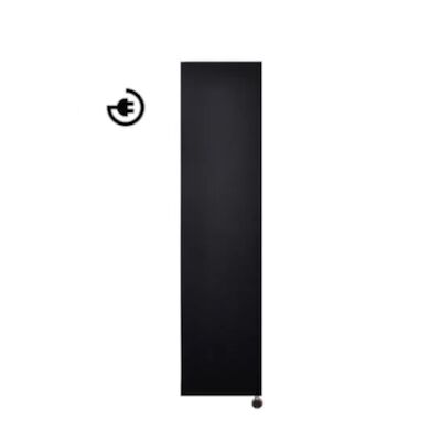 Radiator Sanicare Denso 180 x 40 cm. Mat Zwart Met Thermostaat Chroom Rechtsonder