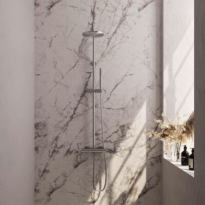 Regendouche Brauer Brushed Showerpipe Met Thermostaat 20cm 3 Standen Geborsteld RVS