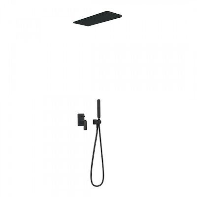 Regendouche Inbouw Tres Loft Mengkraan 16×55 cm Douchekop Rechthoek Mat Zwart