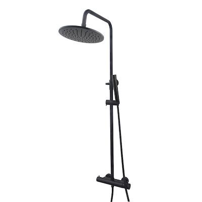 Regendouche Opbouwset Thermostatisch 25cm Zwart