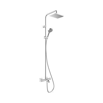 Regendouche set HansGrohe Vernis Shape Showerpipe 230 1 Jet EcoSmart met badthermostaat Chroom
