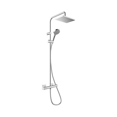 Regendouche set HansGrohe Vernis Shape Showerpipe 230 1 Jet met Douchethermostaat Green Chroom