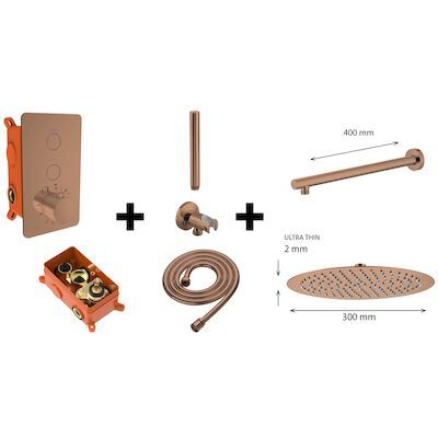 Regendoucheset Best Design One Pack Inbouw Thermostaat Dijon M300 PVD Glans Brons