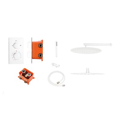 Regendoucheset Best Design White Rond Thermostatische Inbouwset Mat Wit