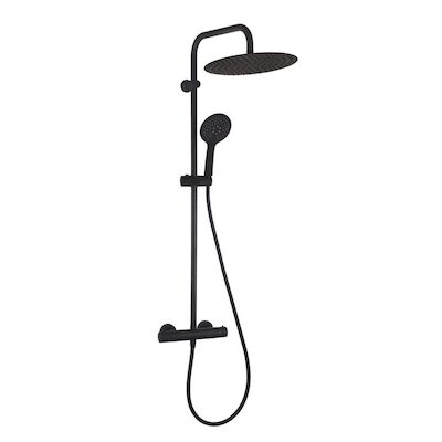 Regendoucheset BWS met Thermostaat Hoofddouche 30 cm Handdouche 3 Standen Zwart