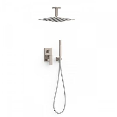 Regendoucheset Inbouw Tres Cuadro Exclusive Met Plafondarm en Handdoucheset met Staafhanddouche RVS