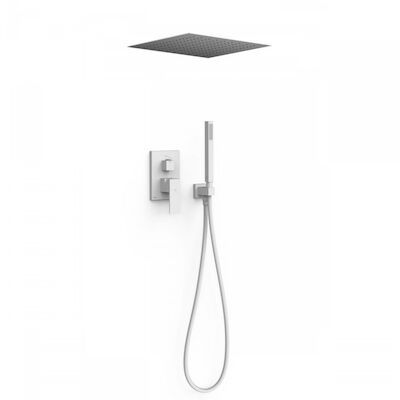 Regendoucheset Inbouw Tres Cuadro Exclusive Met Plafonddouche en Handdoucheset met Staafhanddouche Mat Wit