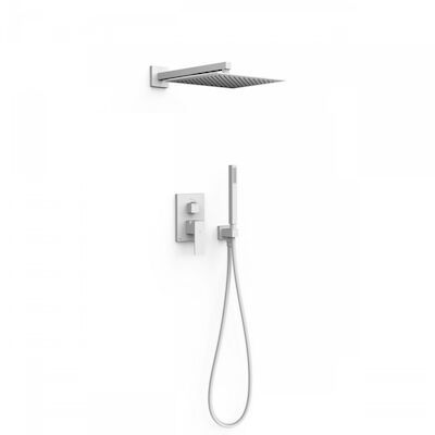 Regendoucheset Inbouw Tres Cuadro Exclusive Met Wandarm en Handdoucheset met Staafhanddouche Mat Wit