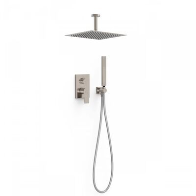 Regendoucheset Inbouw Tres Project Vierkant 30 cm Met Plafondarm en Handdoucheset met Staafhanddouche Rapid Box RVS