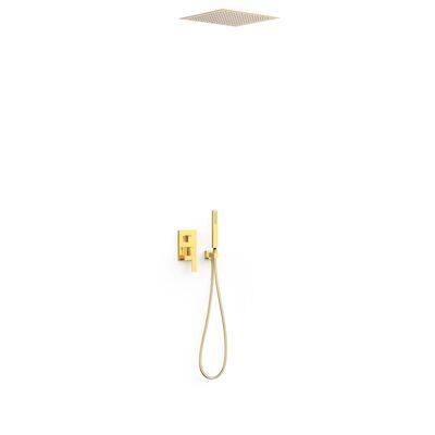Regendoucheset Inbouw Tres Slim Exclusive Met Plafonddouche en Handdoucheset met Staafhanddouche Goud