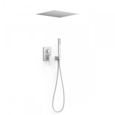Regendoucheset Inbouw Tres Slim Exclusive Met Plafonddouche en Handdoucheset met Staafhanddouche Mat Wit
