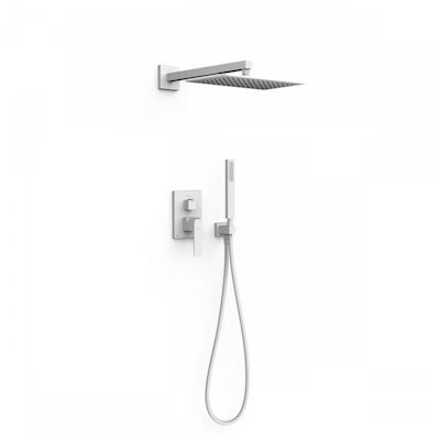 Regendoucheset Inbouw Tres Slim Exclusive Met Wandarm en Handdoucheset met Staafhanddouche Mat Wit