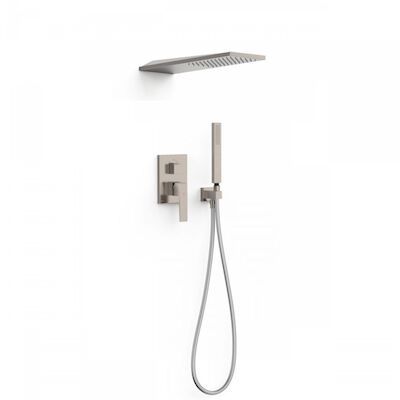 Regendoucheset Inbouw Tres Slim Exclusive Met Wanddouche en Handdoucheset met Staafhanddouche RVS